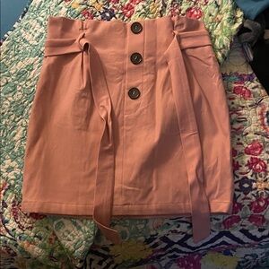 Elegant Blush Buttoned Mini Skirt